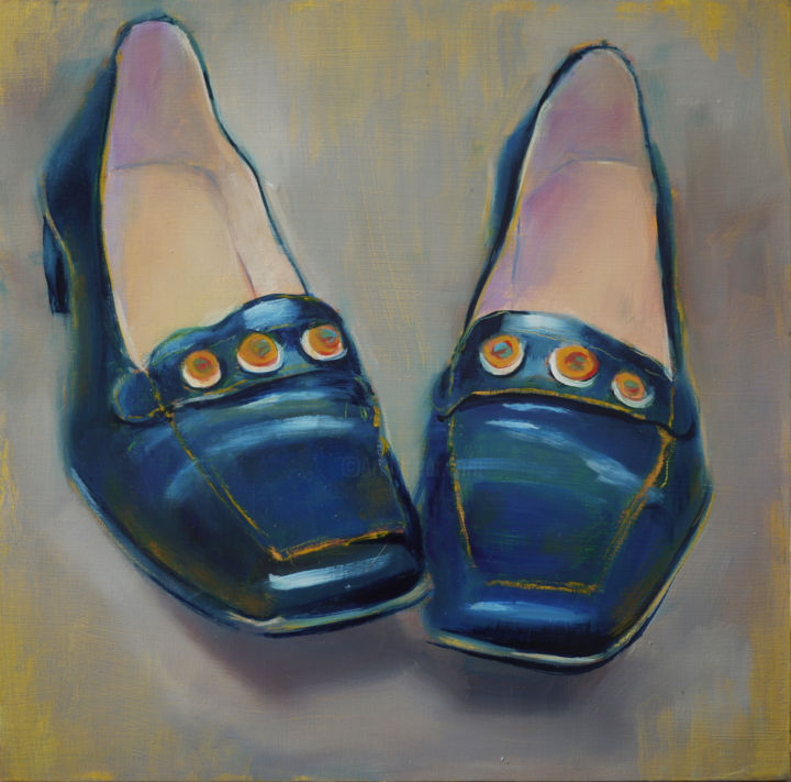 Pintura intitulada "les chaussures bleu…" por Sandrine Gateau, Obras de arte originais