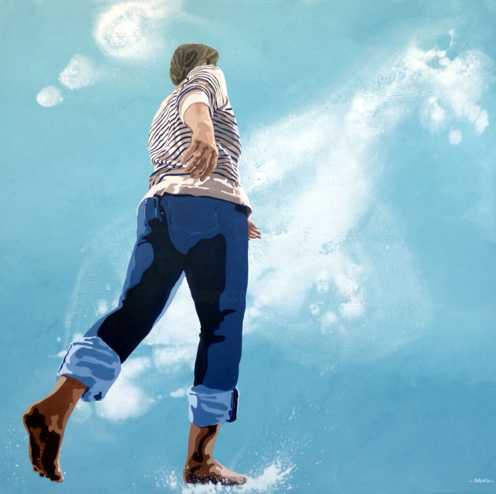 Peinture intitulée "ciel de marinière" par Sandrine Gergaud, Œuvre d'art originale, Acrylique Monté sur Châssis en bois