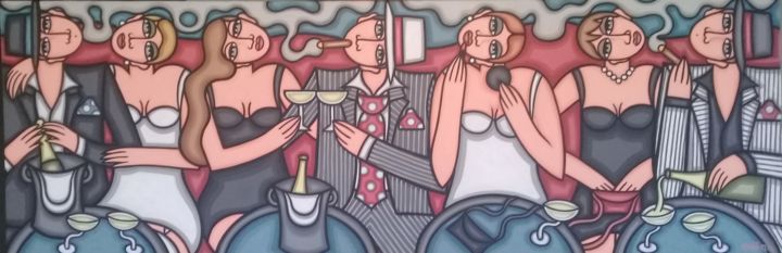 Painting titled "Champagne, cigares…" by Guena, Original Artwork, Acrylic