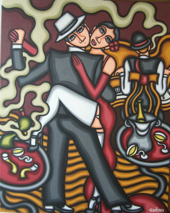 Peinture intitulée "Tango" par Guena, Œuvre d'art originale, Acrylique
