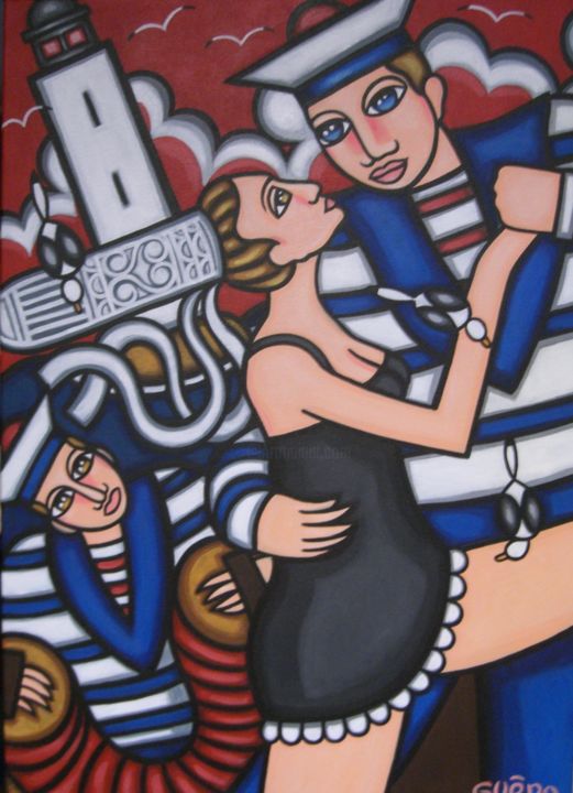 Peinture intitulée "Le marin fait dans…" par Guena, Œuvre d'art originale, Acrylique