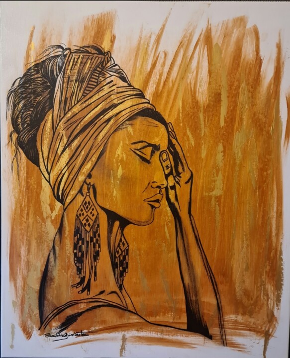 Картина под названием "Baya" - Sandrine Guimberteau, Подлинное произведение искусства, Акрил Установлен на Деревянная рама д…