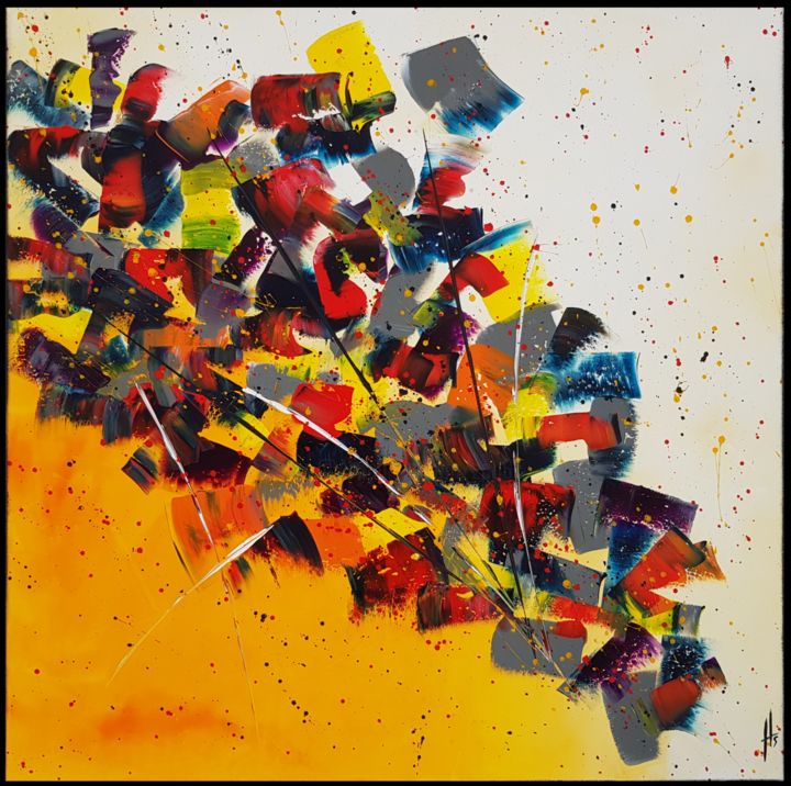 Schilderij getiteld "RUBIX" door Sandrine Hartmann, Origineel Kunstwerk, Acryl