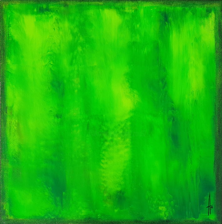제목이 "MISE AU GREEN"인 미술작품 Sandrine Hartmann로, 원작, 아크릴 나무 들것 프레임에 장착됨