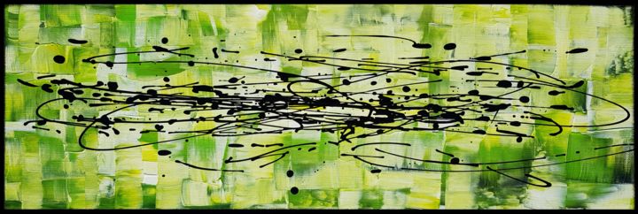 Painting titled "OLIVE" by Sandrine Hartmann, Original Artwork, Acrylic Mounted on Wood Stretcher frame