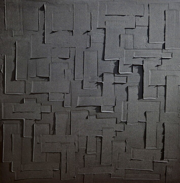 Painting titled "GRAND MONOCHROME NO…" by Sandrine Hartmann, Original Artwork, Acrylic Mounted on Wood Stretcher frame
