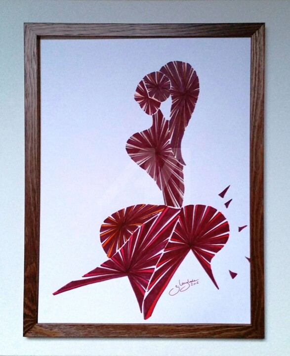 Dessin intitulée "Farandole 4" par Sandrine Langlade, Œuvre d'art originale,