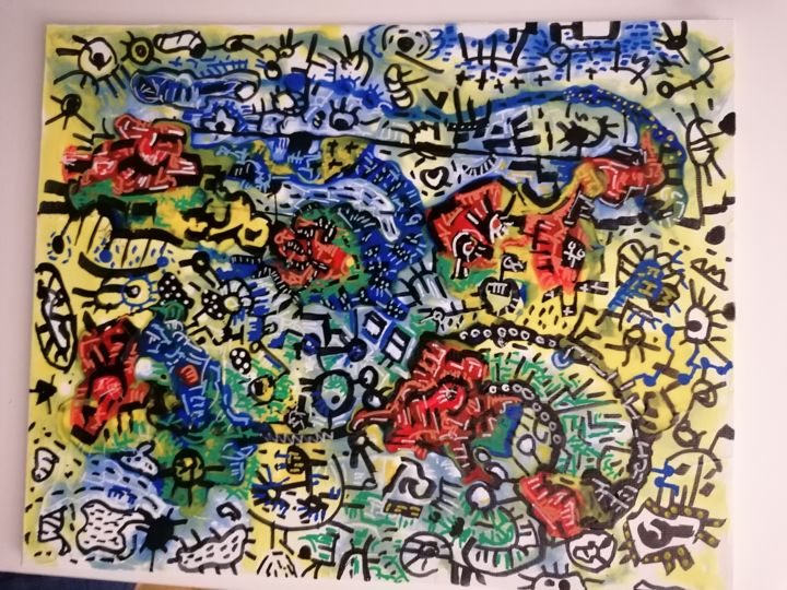 Painting titled "Sans" by Sandrine Lebrazidec, Original Artwork, Acrylic