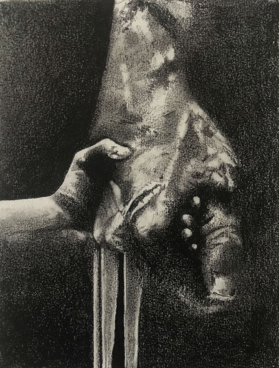Drawing titled "Wolverine" by Sandrine Royer, Original Artwork, Graphite Mounted on Glass