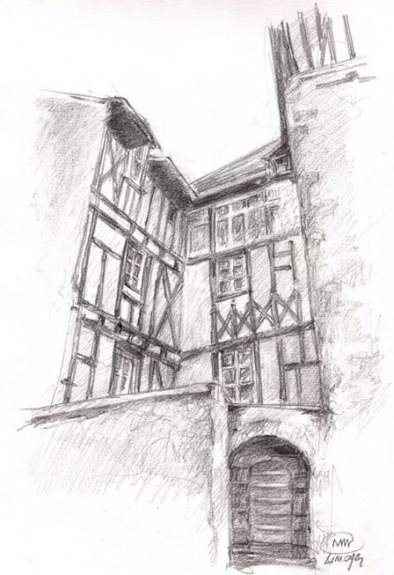 Drawing titled "maison-Limoges4.jpg" by Sandrine Wely, Original Artwork