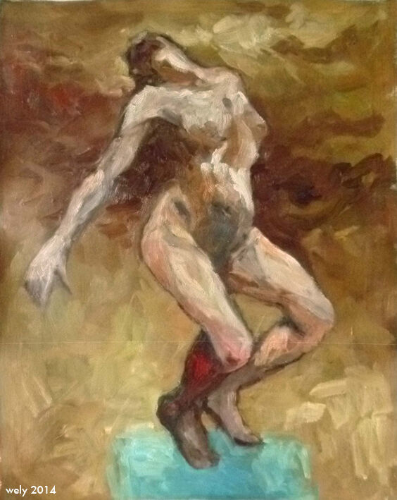 Painting titled "Eve" by Sandrine Wely, Original Artwork, Oil