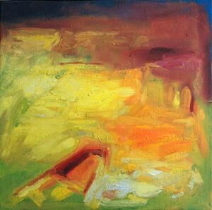 Pintura intitulada "La barque jaune" por Sandrine Wely, Obras de arte originais