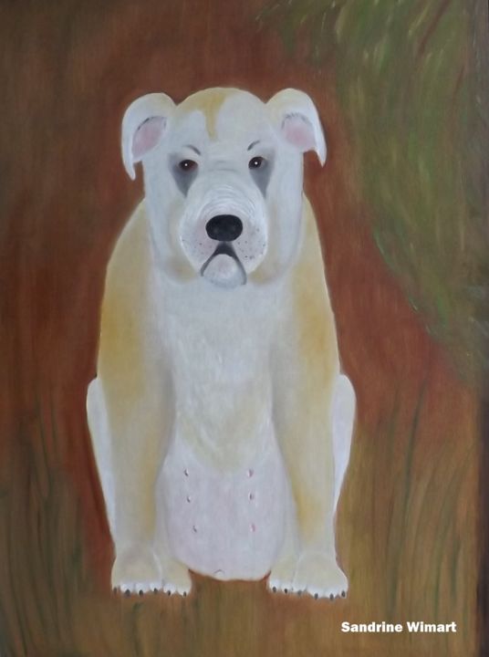 Painting titled "Bouledogue Anglais" by Sandrine Swan Wimart, Original Artwork