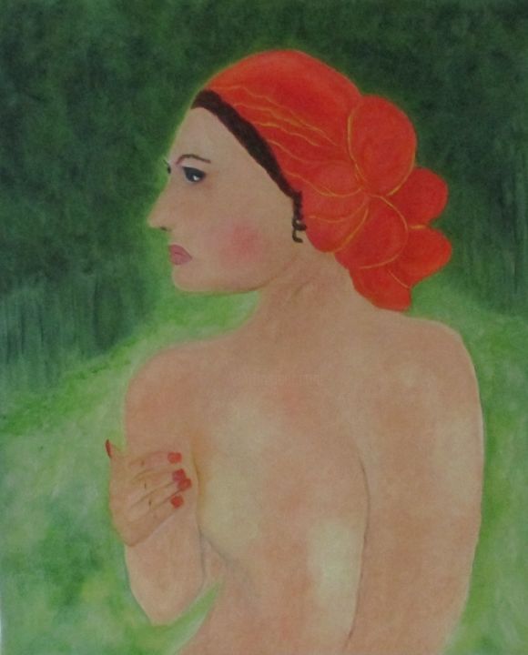 Painting titled "Baigneuse" by Sandrine Swan Wimart, Original Artwork, Oil