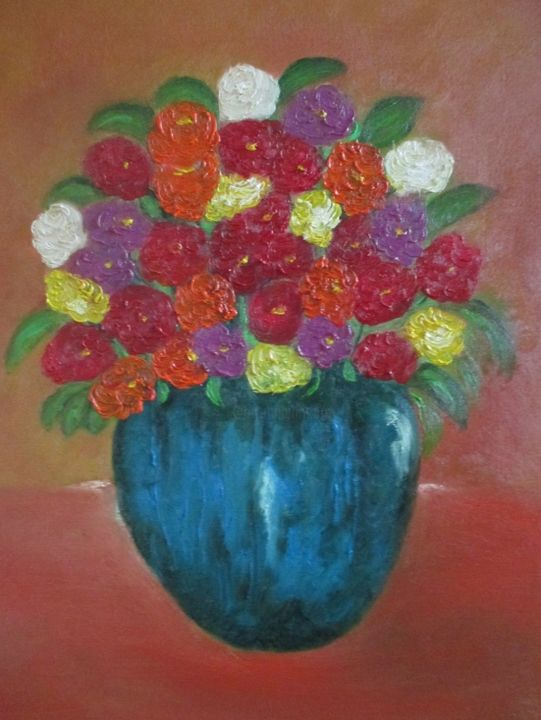 Peinture intitulée "bouquet-mai-2014.jpg" par Sandrine Swan Wimart, Œuvre d'art originale, Huile