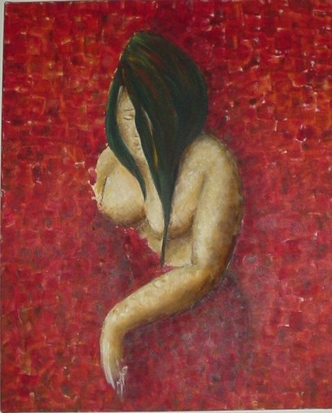 Painting titled "a fleur de peau" by Sandrine Sàn, Original Artwork