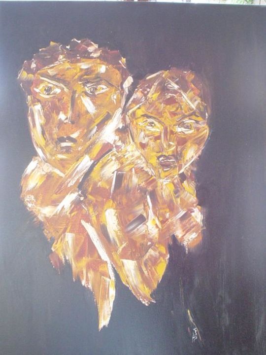 Peinture intitulée "père et fille" par Sandrine Sàn, Œuvre d'art originale