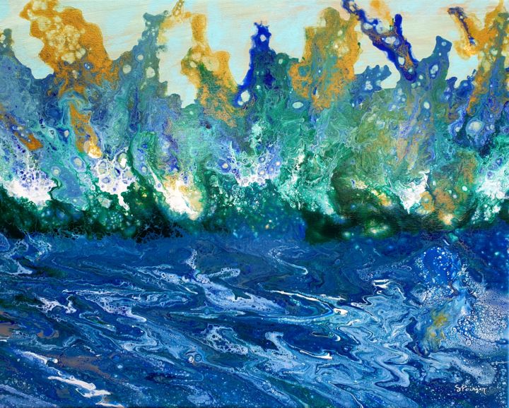 Painting titled "Tempête" by Sandrine Poirier, Original Artwork, Acrylic