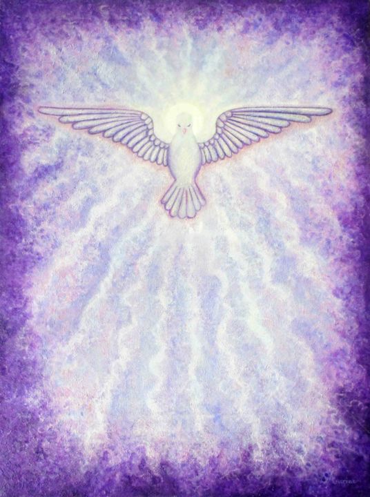 Painting titled "HOLY SPIRIT 4" by Sandrine Auriac, Original Artwork, Oil