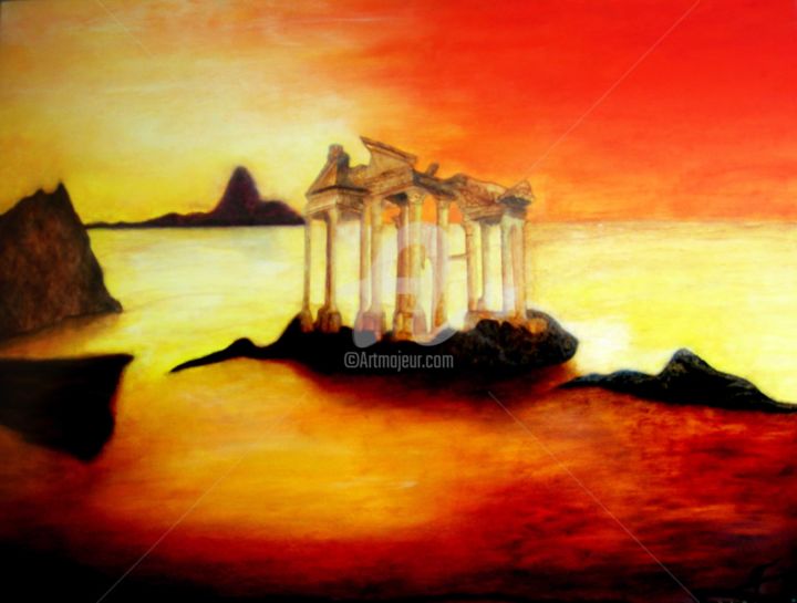 Painting titled "Atlantis L’Atlantide" by Sandrine Auriac, Original Artwork, Oil