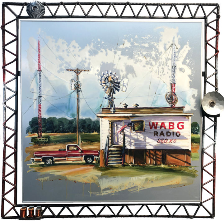 Malerei mit dem Titel "WABG RADIO" von Sandrine Blondel, Original-Kunstwerk, Acryl