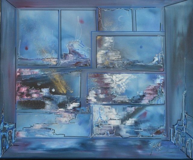Peinture intitulée "Huit fenêtres" par Sandrine Damour, Œuvre d'art originale