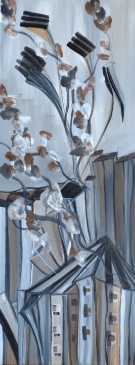 Painting titled "Le cerisier de la m…" by Sandrine Damour, Original Artwork, Oil