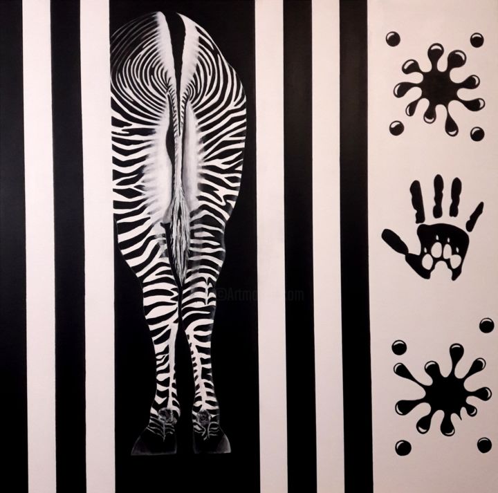 Pintura intitulada "Zebr'Art" por Sandrine Hardjani, Obras de arte originais