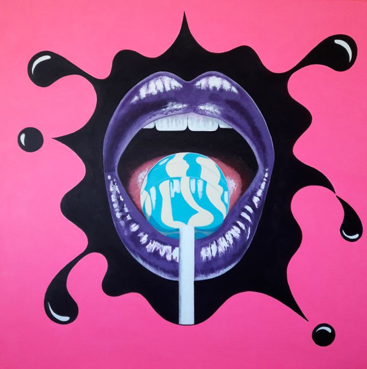 Peinture intitulée "Purple kiss" par Sandrine Hardjani, Œuvre d'art originale