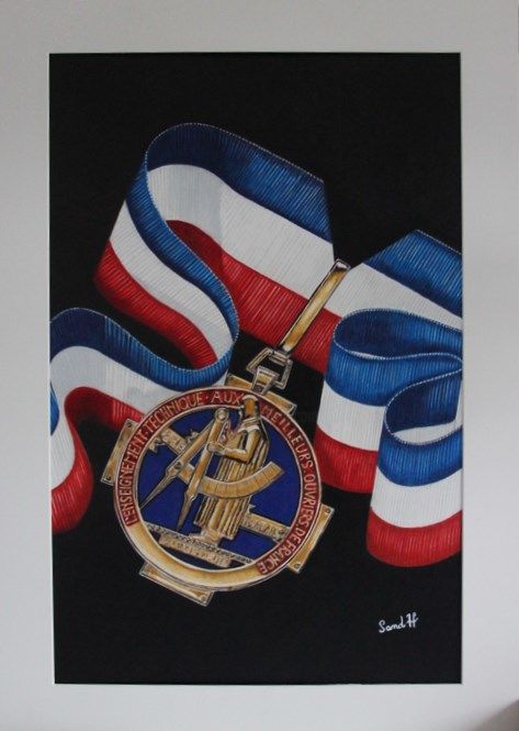 Dessin intitulée "Médaille des Meille…" par Sandrine Hardjani, Œuvre d'art originale, Crayon