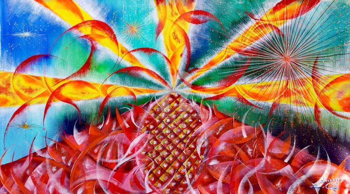 Painting titled "Zemblèm Péi" by Sandrine Langlade, Original Art, Acrylic