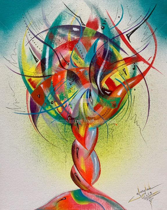 Painting titled "Royal Cup" by Sandrine Langlade, Original Art, Acrylic