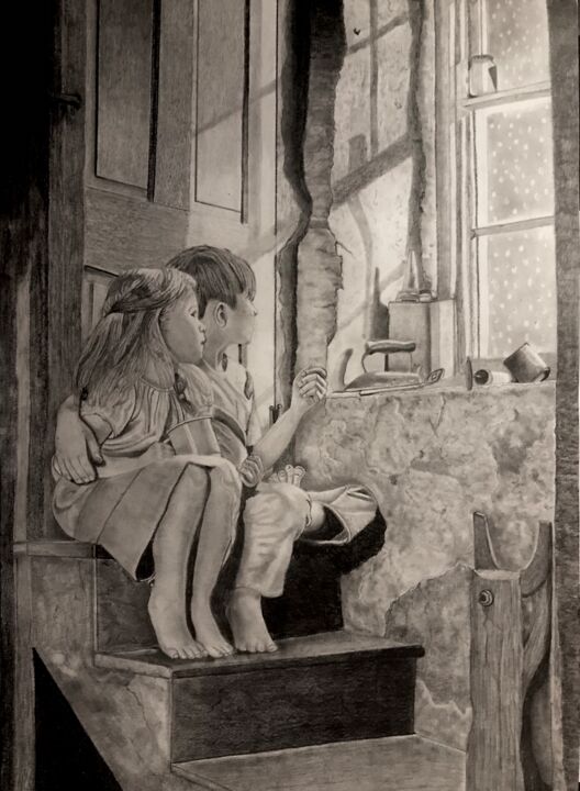 Dessin intitulée "Magie d hiver" par Sandrine Piegay, Œuvre d'art originale, Graphite