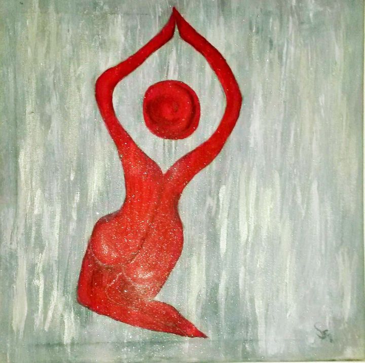 Malerei mit dem Titel "Priere de la femme…" von Sandrine Décoration, Original-Kunstwerk, Acryl