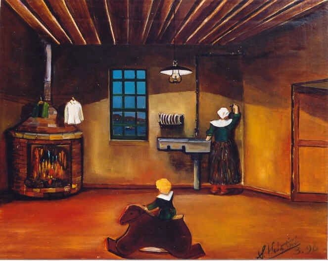 Pittura intitolato "Bimba sul cavallucc…" da Sandro Sabatini, Opera d'arte originale, Olio