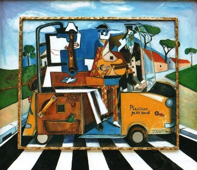 Painting titled "Picasso's jazz band." by Sandro Sabatini, Original Artwork, Oil