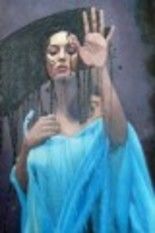 Painting titled "MONI BLUE" by sandrk-1, Original Art,