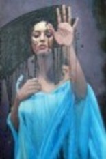 Pittura intitolato "MONI BLUE" da Sandrk, Opera d'arte originale