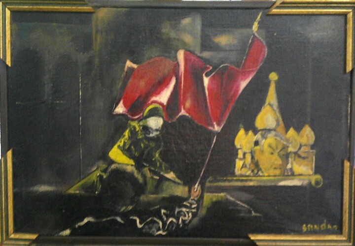 Painting titled "Russia" by Sandro, Original Artwork, Oil Mounted on Wood Stretcher frame
