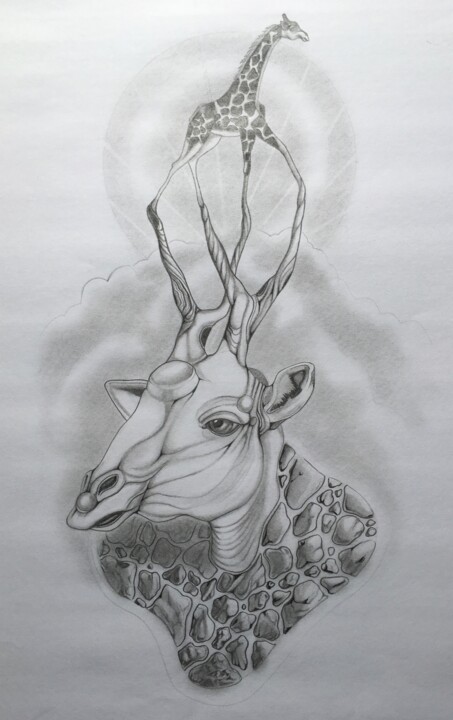 Drawing titled "Giraffe" by Sandro Brito (Sanarts), Original Artwork, Pencil