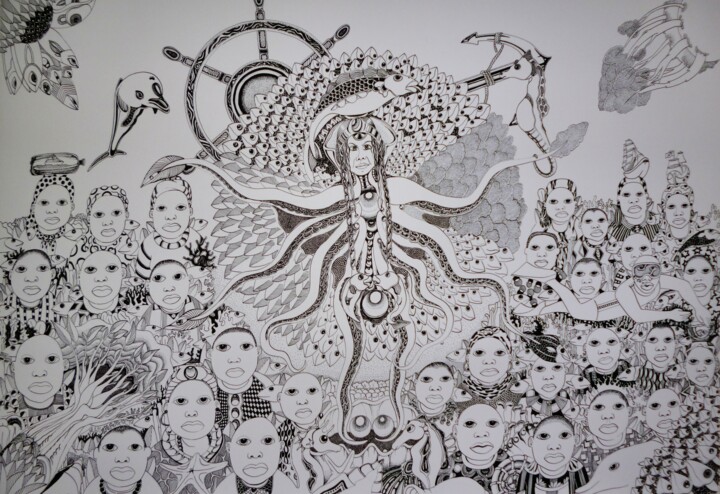 Drawing titled "Octopus" by Sandro Brito (Sanarts), Original Artwork, Ink