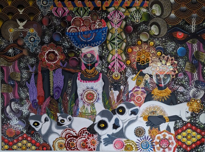 Peinture intitulée "Spiritual Africa" par Sandro Brito (Sanarts), Œuvre d'art originale, Acrylique
