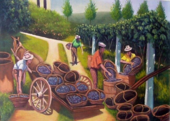 Pintura intitulada "Colheita de uva" por Sandro José Da Silva, Obras de arte originais