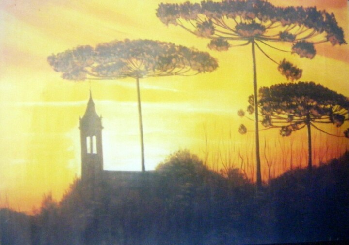 Pintura titulada "Fim de tarde" por Sandro José Da Silva, Obra de arte original, Oleo