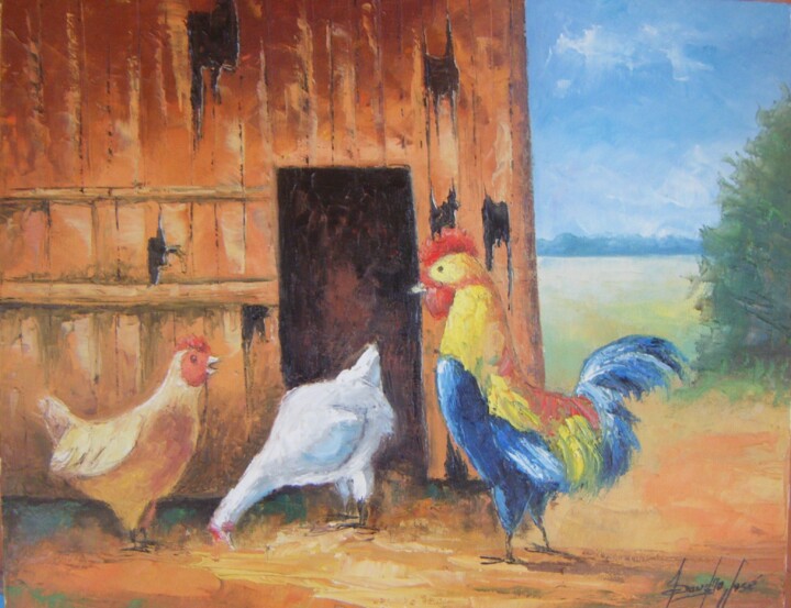 Painting titled "Fundo de quintal" by Sandro José Da Silva, Original Artwork, Oil