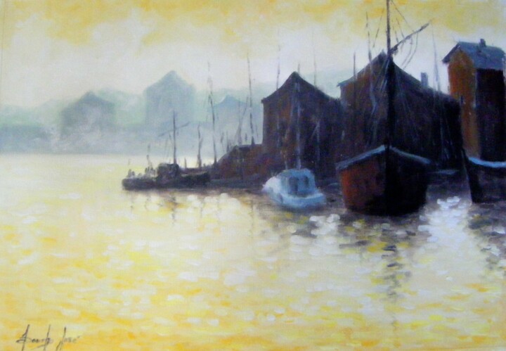 Painting titled "Marinha" by Sandro José Da Silva, Original Artwork, Oil