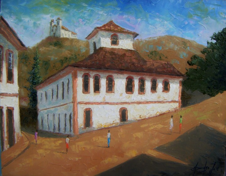 Painting titled "Ouro Preto" by Sandro José Da Silva, Original Artwork, Oil