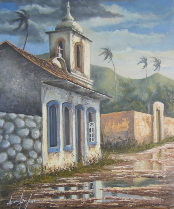Painting titled "Casario" by Sandro José Da Silva, Original Artwork, Oil