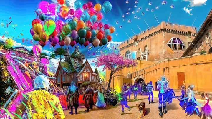 Digitale Kunst mit dem Titel "Medieval Carnival" von Sandro, Original-Kunstwerk, Digitale Malerei