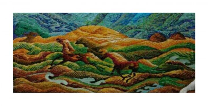 Textile Art titled "steppe" by Sandu, Original Artwork, Tapestry